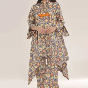 Unstitched Gold Printed Lawn Shirt SL-42037 B
