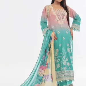 Unstitched Embroidered Lawn Suit with Printed Denting Lawn Dupatta DN-42047